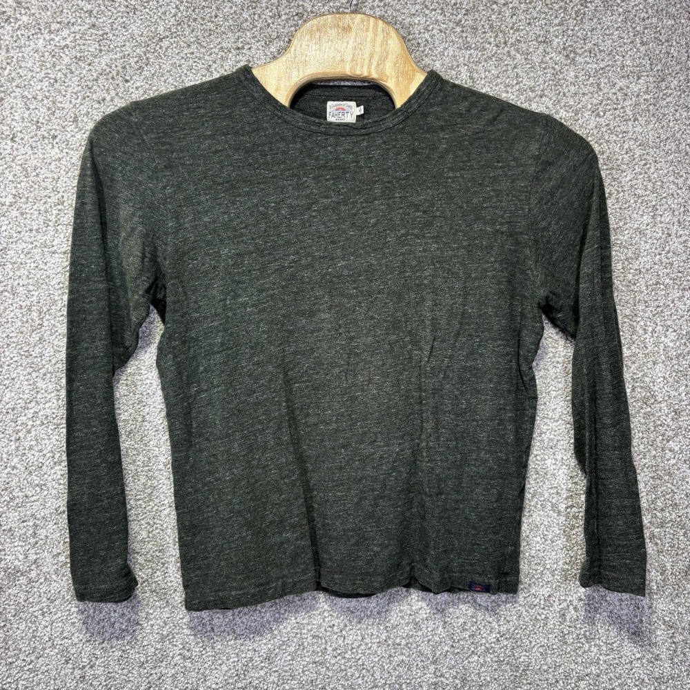 Faherty Shirt Womens Medium Green Long Sleeve Organic Cotton Tee Casual Crewneck
